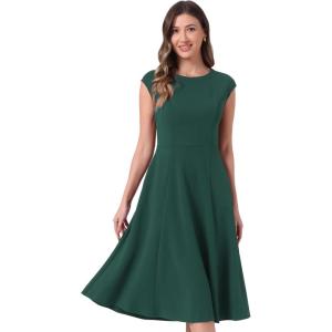 imageAllegra K Wear to Work Office Dress for Womens 2025 Cap Sleeve with Pockets ALine DressGray Green