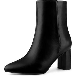 imageAllegra K Womens Chunky Heels Pointed Toe Ankle BootsBlack