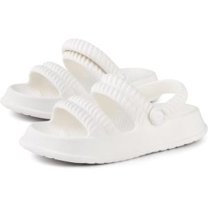 imageAllegra K Womens Cloud Slides Sandals Pillow TwoWay Wear Shower Slingback Flat SandalsWhite
