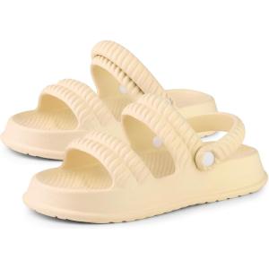 imageAllegra K Womens Cloud Slides Sandals Pillow TwoWay Wear Shower Slingback Flat SandalsYellow