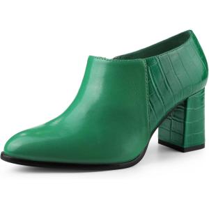 imageAllegra K Womens Heel Boots Pointed Toe Chunky Heels Ankle BootiesGreen