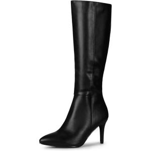 imageAllegra K Womens High Heels Pointed Toe Stiletto Heel Knee High BootsBlack