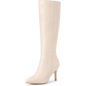 imageAllegra K Womens High Heels Pointed Toe Stiletto Heel Knee High BootsCream