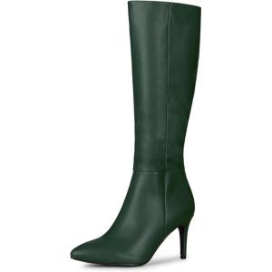 imageAllegra K Womens High Heels Pointed Toe Stiletto Heel Knee High BootsDark Green