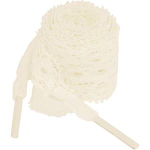 imageAllegra K Womens Lace Hollow Flower Embroidered Shoestrings Extra Wide Flat Shoe Laces for Sneakers 2 PairsBeige