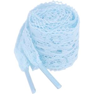 imageAllegra K Womens Lace Hollow Flower Embroidered Shoestrings Extra Wide Flat Shoe Laces for Sneakers 2 PairsLight Blue