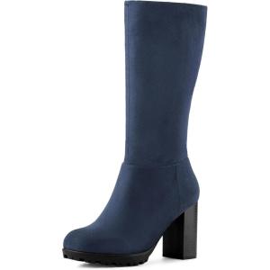 imageAllegra K Womens Mid Calf Block Heel BootsNavy Blue