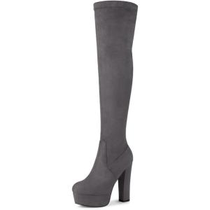 imageAllegra K Womens Platform Block Heel Over Knee High BootsGrey