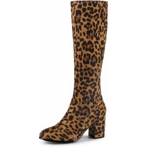 imageAllegra K Womens Platform Block Heel Over Knee High BootsLeopard