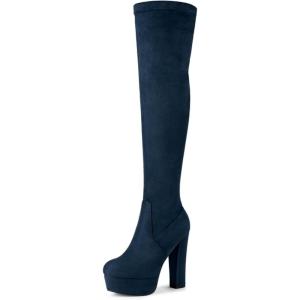 imageAllegra K Womens Platform Block Heel Over Knee High BootsNavy Blue