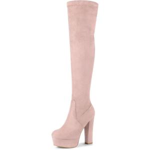 imageAllegra K Womens Platform Block Heel Over Knee High BootsPink
