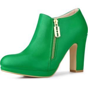 imageAllegra K Womens Platform Round Toe Chunky Heelss Ankle BootiesGrass Green