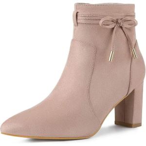 imageAllegra K Womens Pointed Toe Block Heel Zipper Ankle BootsDust Pink