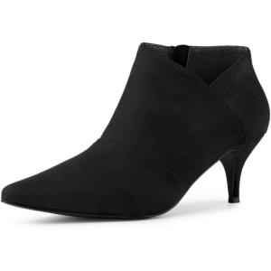 imageAllegra K Womens Pointed Toe Kitten Heel Cutout Ankle BootsBlack