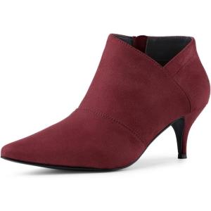 imageAllegra K Womens Pointed Toe Kitten Heel Cutout Ankle BootsBurgundy