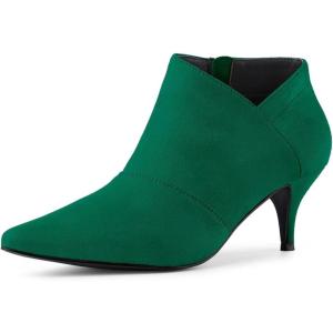 imageAllegra K Womens Pointed Toe Kitten Heel Cutout Ankle BootsEmerald Green