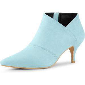 imageAllegra K Womens Pointed Toe Kitten Heel Cutout Ankle BootsSky Blue
