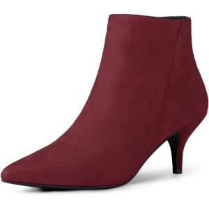 imageAllegra K Womens Pointed Toe Zip Stiletto Kitten Heel Ankle BootiesBurgundy