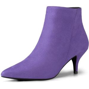 imageAllegra K Womens Pointed Toe Zip Stiletto Kitten Heel Ankle BootiesDeep Purple