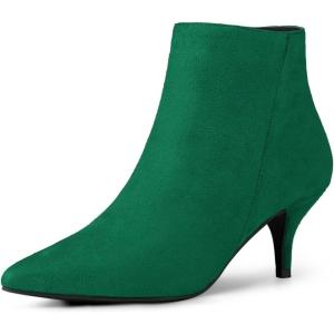 imageAllegra K Womens Pointed Toe Zip Stiletto Kitten Heel Ankle BootiesEmerald Green