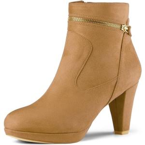 imageAllegra K Womens Round Toe Ankle Mid Heel BootsBrown