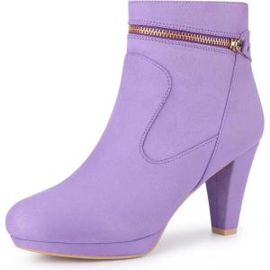 imageAllegra K Womens Round Toe Ankle Mid Heel BootsPurple