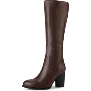 imageAllegra K Womens Round Toe Block Heeled Knee High BootsCoffee
