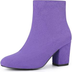 imageAllegra K Womens Round Toe Chunky Heel Ankle BootsPurple