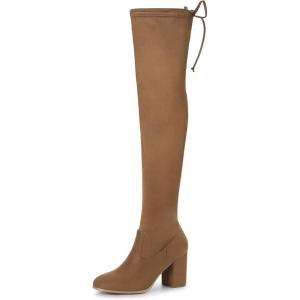 imageAllegra K Womens Round Toe Chunky Heel Over the Knee High BootsBrown