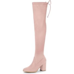 imageAllegra K Womens Round Toe Chunky Heel Over the Knee High BootsDust Pink