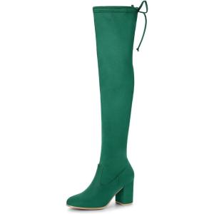 imageAllegra K Womens Round Toe Chunky Heel Over the Knee High BootsGreen