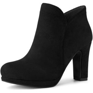 imageAllegra K Womens Round Toe Chunky Heeled Ankle Heel BootsBlack