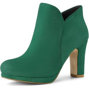 imageAllegra K Womens Round Toe Chunky Heeled Ankle Heel BootsEmerald Green
