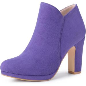 imageAllegra K Womens Round Toe Chunky Heeled Ankle Heel BootsPurple