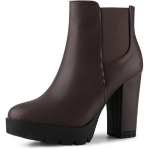 imageAllegra K Womens Round Toe Zipper Block Heel Platform Ankle BootsCoffee