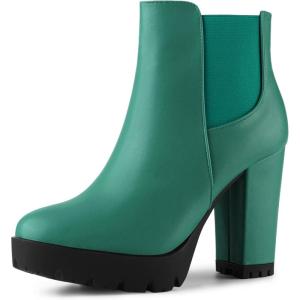 imageAllegra K Womens Round Toe Zipper Block Heel Platform Ankle BootsGreen