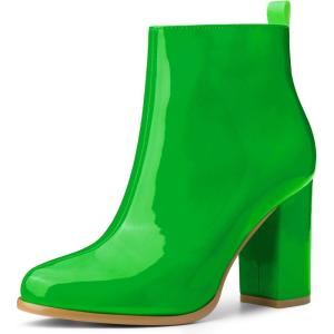imageAllegra K Womens Round Toe Zipper Chunky Heels Ankle BootsGrass Green