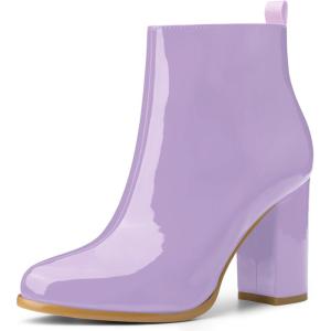 imageAllegra K Womens Round Toe Zipper Chunky Heels Ankle BootsPurple