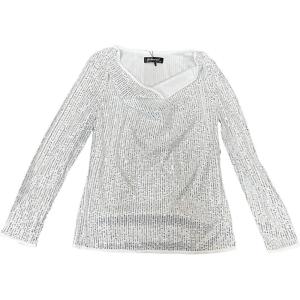 imageAllegra K Womens Sequin Glitter Tops Cowl Neck Long Sleeve Sparkle Clubwear BlousesSilver