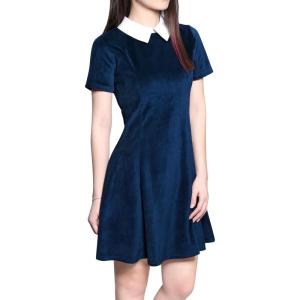 imageAllegra K Womens Short Sleeve Halloween Dresses Peter Pan Collar Casual Flare Skater Mini Vintage Dress 2025Blue
