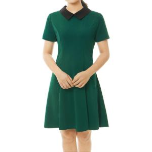 imageAllegra K Womens Short Sleeve Halloween Dresses Peter Pan Collar Casual Flare Skater Mini Vintage Dress 2025Green