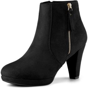 imageAllegra K Womens Side Zip Low Platform Chunky Heel Ankle BootiesBlack