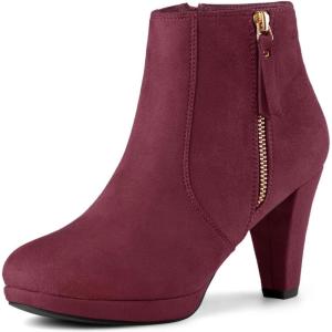 imageAllegra K Womens Side Zip Low Platform Chunky Heel Ankle BootiesBurgundy