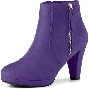 imageAllegra K Womens Side Zip Low Platform Chunky Heel Ankle BootiesDeep Purple