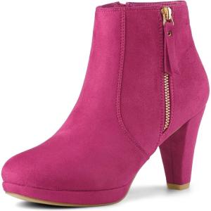 imageAllegra K Womens Side Zip Low Platform Chunky Heel Ankle BootiesHot Pink