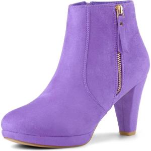 imageAllegra K Womens Side Zip Low Platform Chunky Heel Ankle BootiesLight Purple