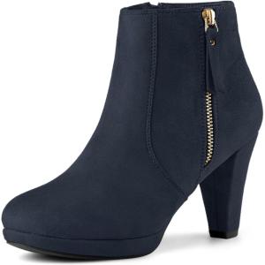 imageAllegra K Womens Side Zip Low Platform Chunky Heel Ankle BootiesNavy Blue