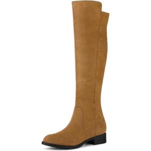 imageAllegra K Womens Side Zipper Chunky Heels Knee High BootsBrown