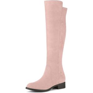 imageAllegra K Womens Side Zipper Chunky Heels Knee High BootsDust Pink