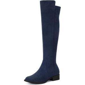 imageAllegra K Womens Side Zipper Chunky Heels Knee High BootsNavy Blue
